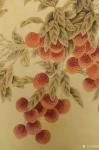 韩梅日志-国画花鸟工笔画新作《荔枝小鸟》，尺寸三尺55x100cm，附【图2】