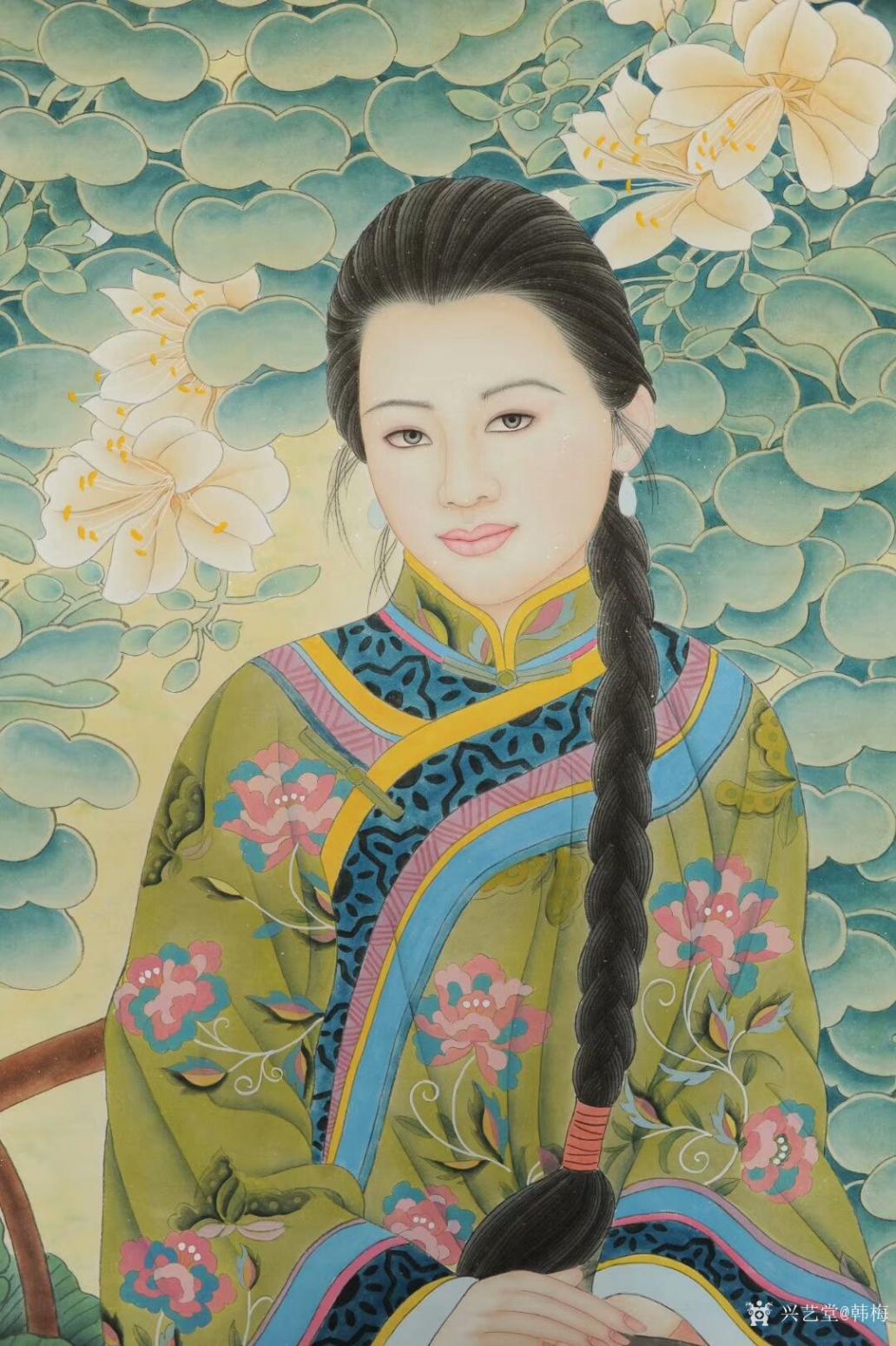 韩梅国画作品《民国妆美女图》【图1】