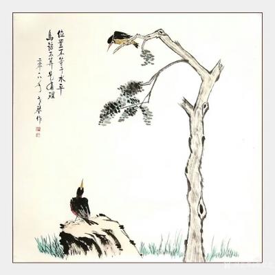 秦发艺日记-国画老琴表意画《位置不等于水平，鸟语不算是有理。》第二幅作品名称《激情且义无反顾【图1】