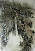 艺术家陈刚日记:国画山水画《山静瀑声喧》，《黄山雨雾》，尺寸55x100cm【图0】