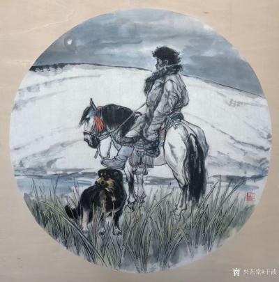 于波日记-国画人物画新作两幅《高原之夜》《待晓》，尺寸四尺斗方68x68cm，第一幅人物画【图1】