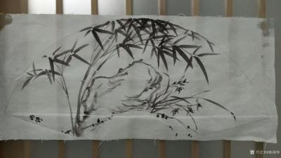 郭雨铮日记-国画花鸟水墨竹子《清风高节》四幅，尺寸33x66cm，随笔练习作品，完稿后贴门上【图2】