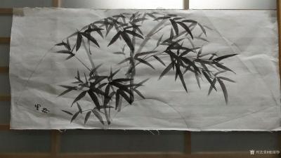 郭雨铮日记-国画花鸟水墨竹子《清风高节》四幅，尺寸33x66cm，随笔练习作品，完稿后贴门上【图4】