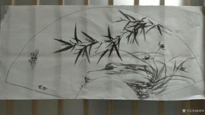 郭雨铮日记-国画花鸟水墨竹子《清风高节》四幅，尺寸33x66cm，随笔练习作品，完稿后贴门上【图5】