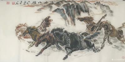 邵西安日记-国画动物画骏马系列《江山八骏》《八骏雄风图》，尺寸四尺整张68x138cm，戊戍【图1】