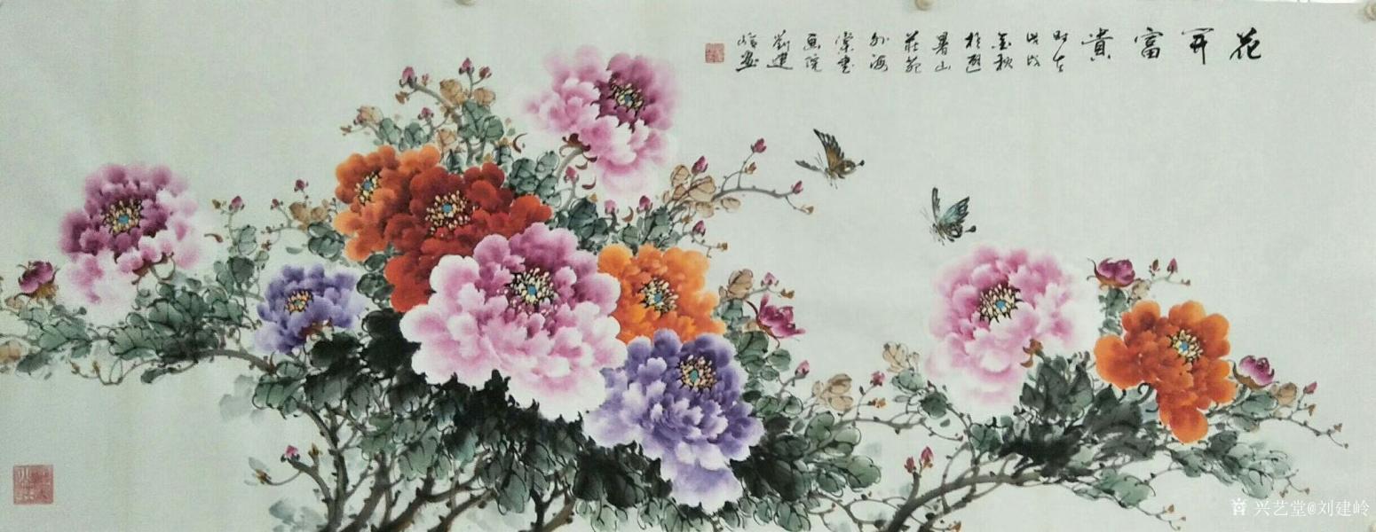 刘建岭国画作品《花开富贵》