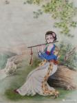 徐景莲日志-国画人物工笔画《美女吹箫图》，作品尺寸52x70cm(画芯尺【图2】