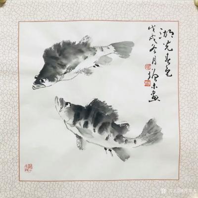 冯增木日记-国画鱼小品一组《东风万里》《四海同春》《祥和自如》《湖光春色》《天地世长春》，尺【图5】