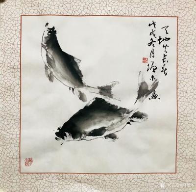 冯增木日记-国画鱼小品一组《东风万里》《四海同春》《祥和自如》《湖光春色》《天地世长春》，尺【图6】