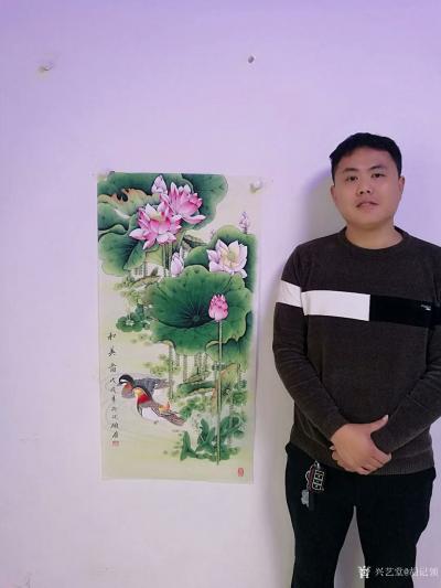 胡记领日记-国画花鸟工笔画牡丹系列《花开富贵》，尺寸六尺横幅180x96cm，另附近作国画花【图4】