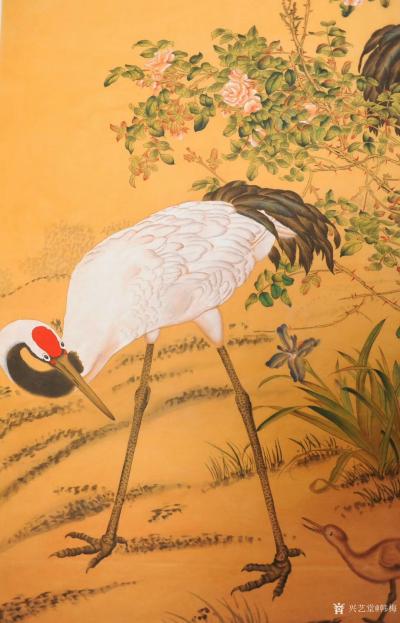 韩梅日记-国画花鸟仿古工笔画《鹤寿图》，尺寸四尺竖幅68x138cm，附局部图，仙鹤又名丹【图5】