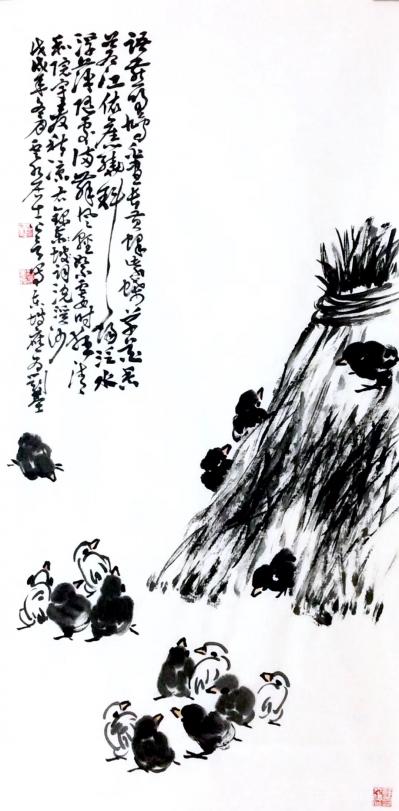 龚光万日记-国画写意花鸟画近作。保母岁月一一 难！很久末提笔了，难得揮毫。写儿时记忆一帧，好【图1】