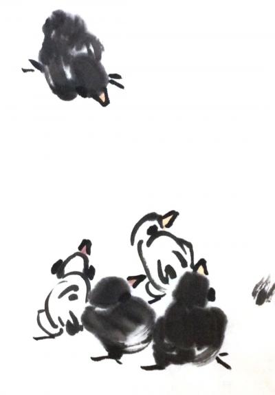 龚光万日记-国画写意花鸟画近作。保母岁月一一 难！很久末提笔了，难得揮毫。写儿时记忆一帧，好【图2】