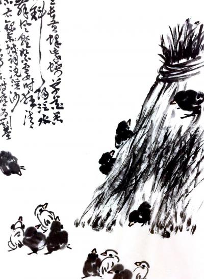 龚光万日记-国画写意花鸟画近作。保母岁月一一 难！很久末提笔了，难得揮毫。写儿时记忆一帧，好【图4】