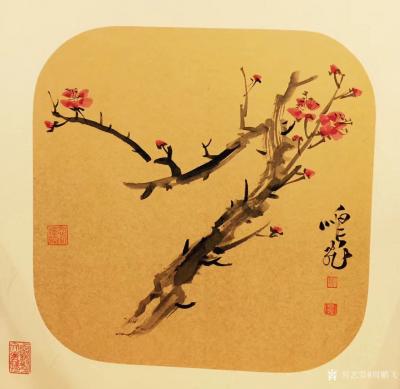 周鹏飞日记-国画花鸟画梅花系列作品，今天大雪，折梅示红暖心⋯
尺寸四尺斗方68x68cm。【图1】