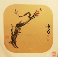 艺术家周鹏飞日记:国画花鸟画梅花系列作品，今天大雪，折梅示红暖心⋯
尺寸四尺【图2】