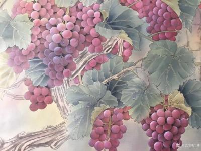 汪林日记-国画花鸟工笔画《小伙伴》，双猫图戏蝗图，尺寸160x69cm，附局部图，金秋时节【图3】