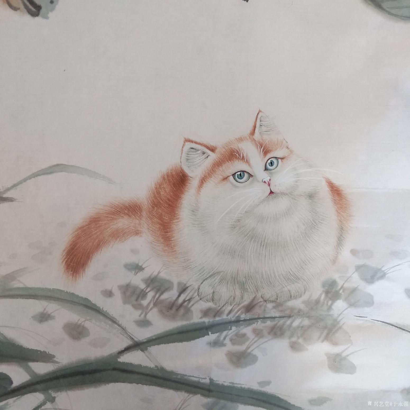 于永强国画作品《猫戏图》【图1】