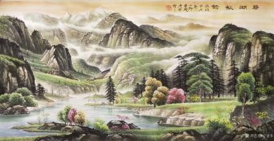 宁建华日记-国画彩墨山水画新作《碧湖秋韵》《祥居福地》《春山旭日》，戊戍年冬月新作品。第一幅【图2】