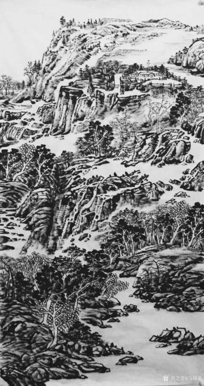 马培童日记-《焦墨画的“留白”》马培童焦墨画感悟笔记（60）
  焦墨画留白，无画处皆成妙【图1】