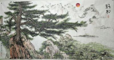刘协文日记-国画山水画迎客松系列作品《劲松》，作品尺寸八尺整张340x130cm，迎客松寓意【图2】