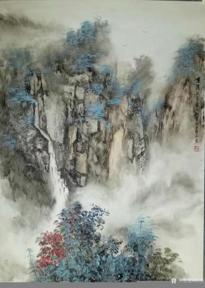 陈刚日记-陈刚油彩山水画新作四幅《秋日牧歌》油彩山水画《晚秋》《双鹰流泉图》《觉人间，万事【图1】