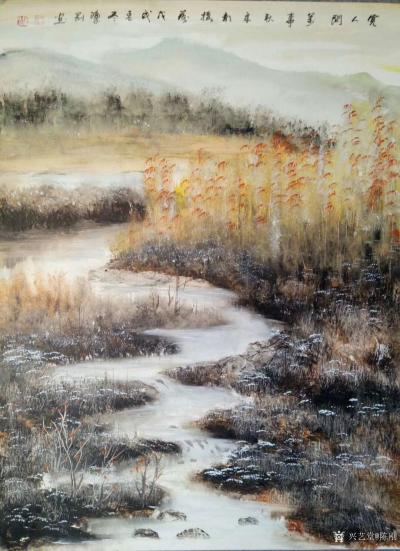 陈刚日记-陈刚油彩山水画新作四幅《秋日牧歌》油彩山水画《晚秋》《双鹰流泉图》《觉人间，万事【图4】