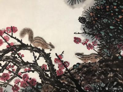 石广生日记-国画花鸟画作品《松梅图》附五言诗一首；
  阿松兄和梅姐近日新宅入伙，命余作画【图1】