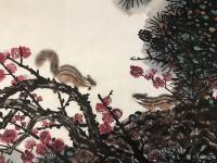 艺术家石广生日记:国画花鸟画作品《松梅图》附五言诗一首；
  阿松兄和梅姐近【图0】