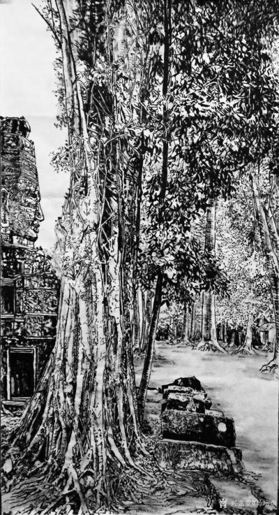 马培童日记-《陈规出新，再塑自我》马培童焦墨画感悟笔记（61）
  焦墨画石窟”在于其用笔【图2】