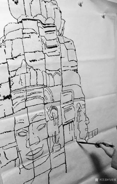 马培童日记-《焦墨神韵：只可意会、不可言传》马培童焦墨画感悟笔记（62）
  画吴哥石窟，【图2】