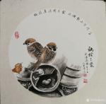 陈忠良日志-国画花鸟画麻雀系列作品《舔犊之爱》，成语涂解系列之十三《舐犊【图1】