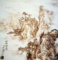 艺术家孙传海日记:为菱子老师创作烙画《山雨欲来》一幅。
   今天（12月2【图0】