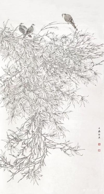 安士胜荣誉-我的工笔花鸟画《舒日度清风》入选中国美协举办的全国展，第一次入选，取得一个入会积【图1】