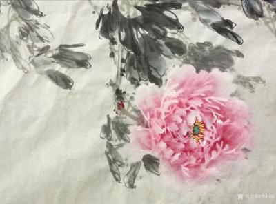 李伟强日记-国画牡丹画作品《粉香云暖》，尺寸四尺横幅68×138CM，戊戍年仲冬于咏竹轩。
【图2】