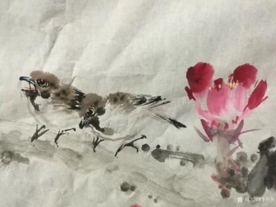 李伟强日记-国画牡丹画作品《粉香云暖》，尺寸四尺横幅68×138CM，戊戍年仲冬于咏竹轩。
【图3】