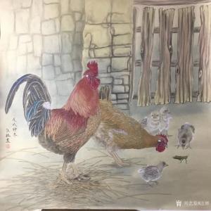 艺术品图片：艺术家汪林国画作品名称《鸡-幸福一家》价格600.00 元