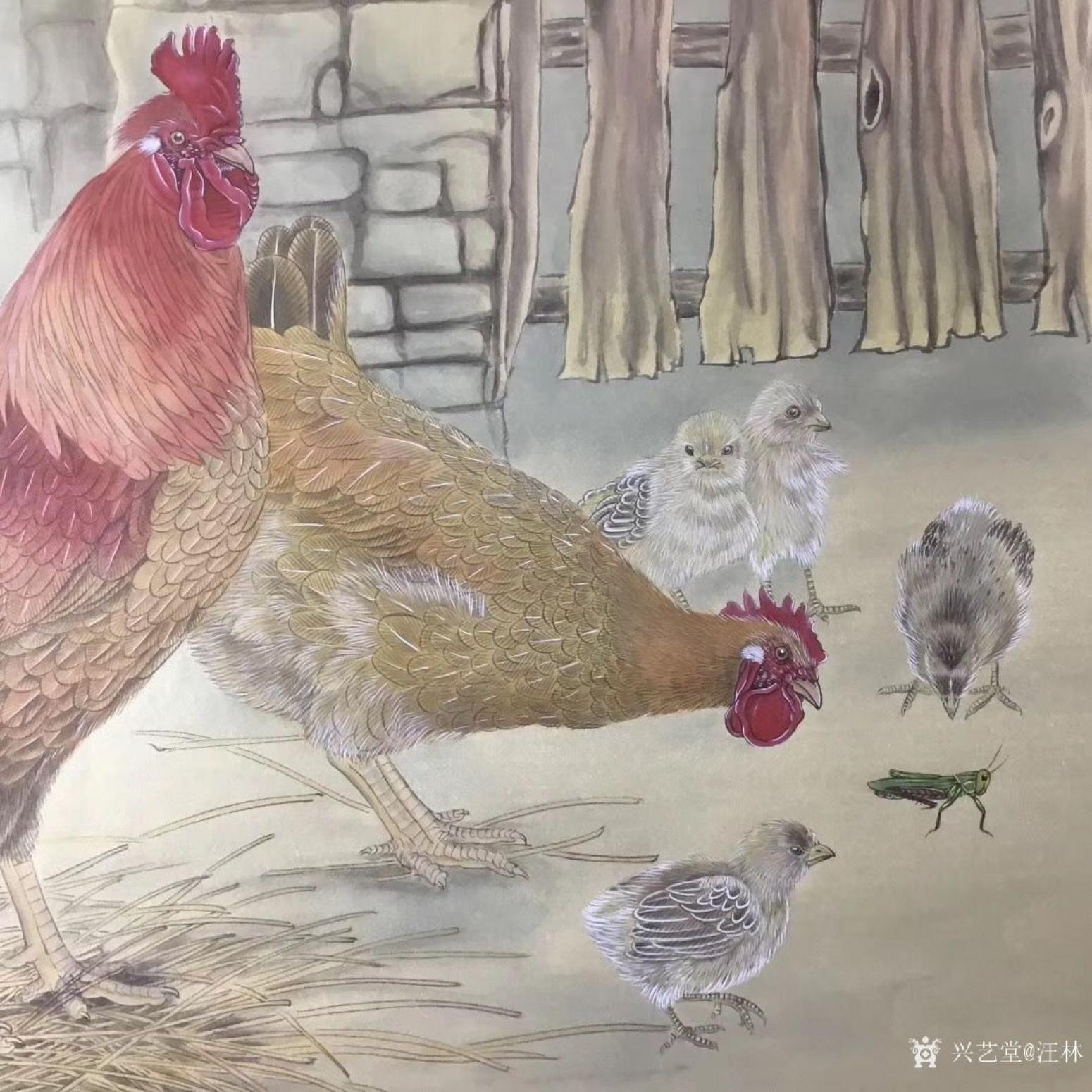 汪林国画作品《鸡-幸福一家》【图0】