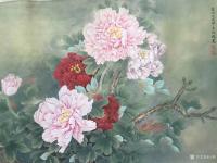 艺术家汪林日记:国画牡丹工笔花鸟画作品《富贵双喜》尺寸170x60cm；戊戍【图1】