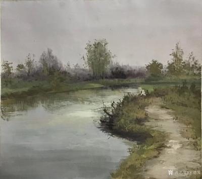 宋德发日记-乡村题材水粉画近作《野地水塘》，加了几根木棍，再加上一只水鸟，一蓬水藻，画便不仅【图1】