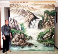 艺术家宁建华日记:国画彩墨山水画《源远流长》，尺寸270*240cm；
  【图0】