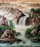 艺术家宁建华日记:国画彩墨山水画《源远流长》，尺寸270*240cm；
  【图1】