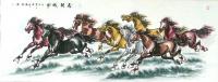 艺术家刘慧敏日记:国画动物画马八骏图系列作品《马到成功》三幅;
   马到成【图0】