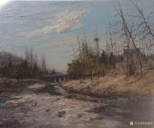 艺术品图片：艺术家宋德发油画作品名称《村边的小溪》议价