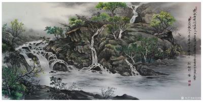 刘剑刚日记-国画山水作品《溪水无情似有情，入山三日得同行。岭头便是分头处，惜别潺湲一夜声》尺【图1】