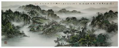 刘剑刚日记-国画山水作品《溪水无情似有情，入山三日得同行。岭头便是分头处，惜别潺湲一夜声》尺【图2】