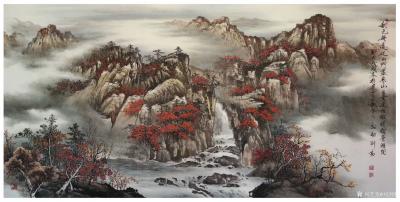 刘剑刚日记-国画山水作品《溪水无情似有情，入山三日得同行。岭头便是分头处，惜别潺湲一夜声》尺【图3】