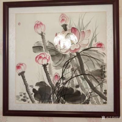 郑诚收藏-我的结缘国画作品，客户装裱上墙以后返图，有山水画花鸟画，其中竟然有客户及作品合影【图2】