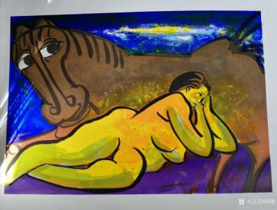 阎敏收藏-观澜版画基地张桂林老师版画新作欣赏
   北冥有鱼，其名为鲲。化而为鸟，其名为【图5】