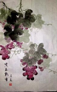 李万勤国画作品《紫玉飘香》价格100.00元